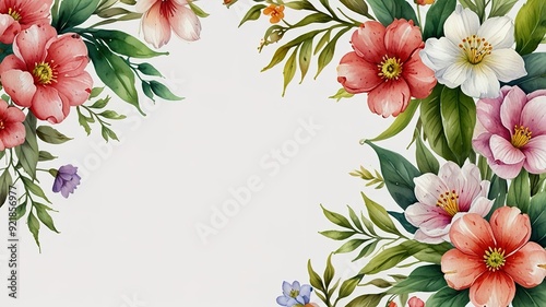 Wildflowers frame watercolor, Floral frame for wedding invitation card, white background