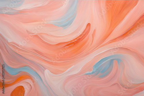 Abstract art background. Oil painting on canvas. New trending PANTONE 13-1023 Peach Fuzz colour of 2024 year