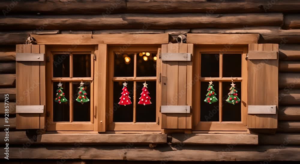 Window of a house decorated for Christmas. Window of a house decorated for Christmas.