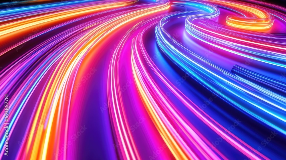 Vibrant neon lights pulsating in abstract patterns Vibrant neon lights pulsating in abstract patterns