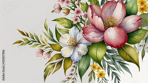 Wildflowers frame watercolor, Floral frame for wedding invitation card, white background