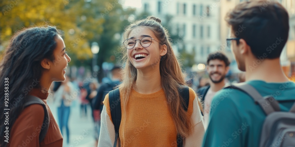 Fototapeta premium Young People Walking Down Street