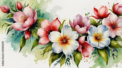 Wildflowers frame watercolor, Floral frame for wedding invitation card, white background