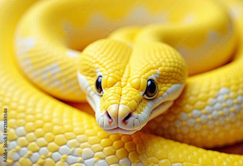 Extreme close up photo of yellow snake Extreme close up photo of yellow snake