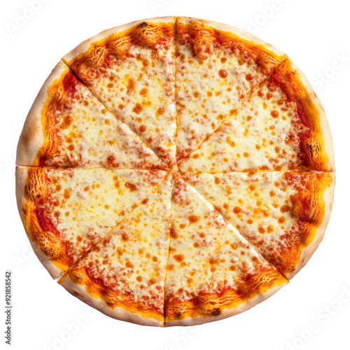 Pizza margarita top view isolated on white background