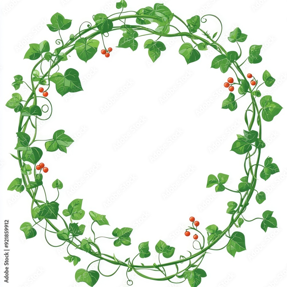 Ivy Vine Circle Wreath with Red Berries