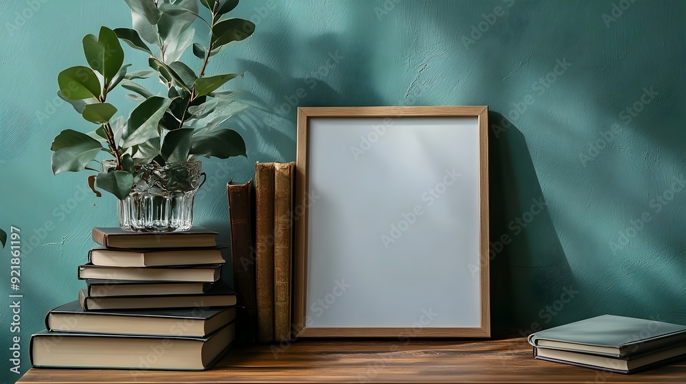 Minimalist Home Office Decor with Wooden Frame and White Canvas Minimalist Home Office Decor with Wooden Frame and White Canvas