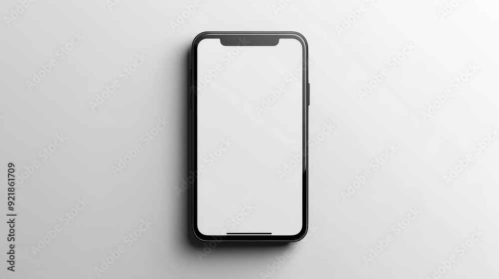 Realistic smartphone mockup. Mobile phone vector isolated on a white background, showing the device from the front view. Features a 3D effect with a shadow. High-quality, realistic smartphone mockup f Realistic smartphone mockup. Mobile phone vector isolated on a white background, showing the device from the front view. Features a 3D effect with a shadow. High-quality, realistic smartphone mockup f