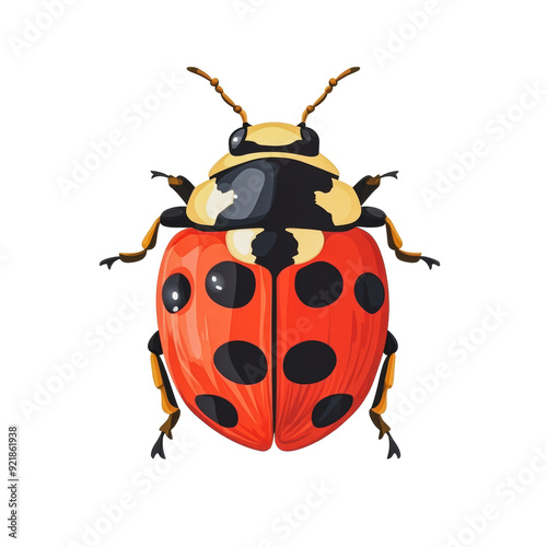 PNG Ladybug with black spots on vibrant red shell