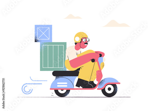 Man on motorbike delivering parcels