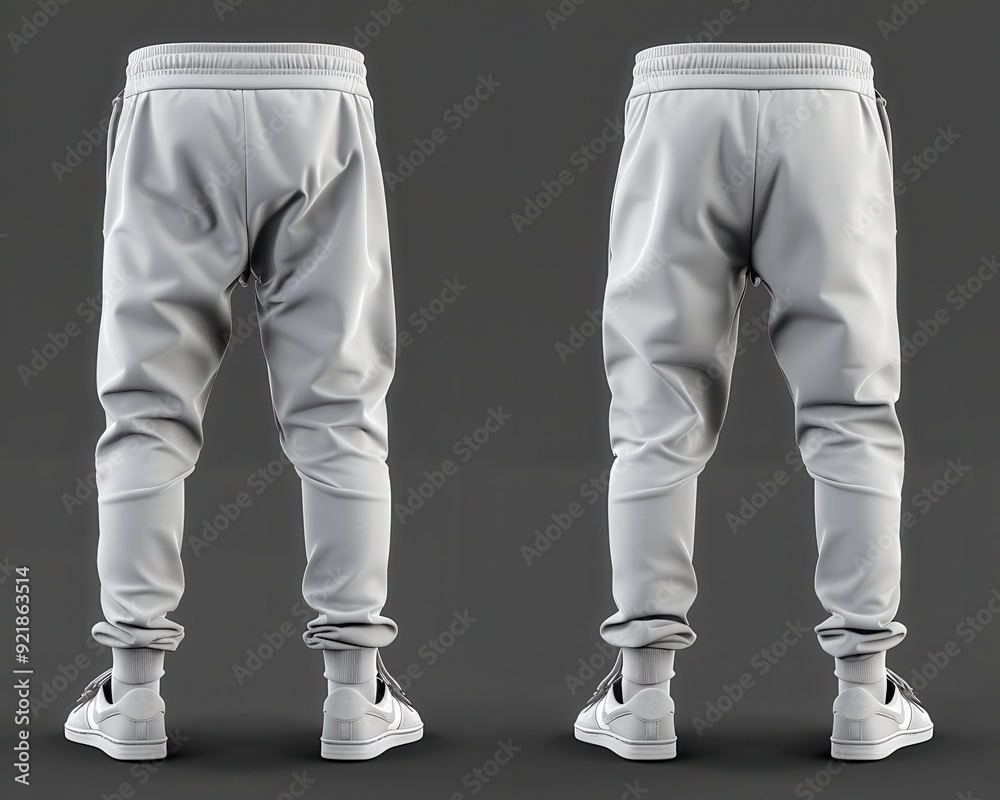 Joggers Mockup: Front and Side Views of 3D Rendered Sweatpants Activewear Joggers Mockup: Front and Side Views of 3D Rendered Sweatpants Activewear