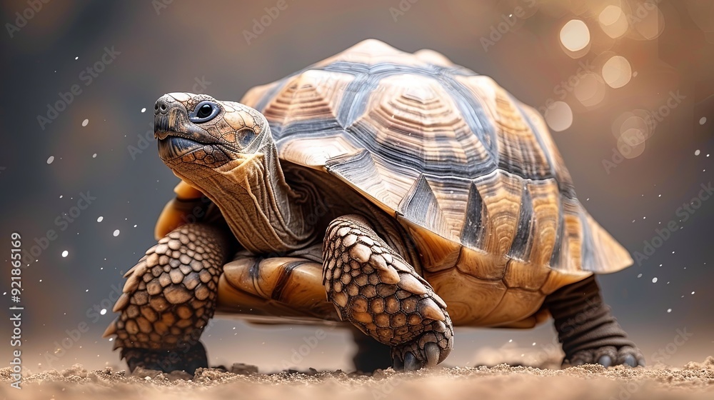 Obraz premium turtle on the rocks A lovable tortoise slowly walking isolated on 
