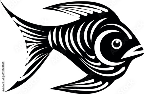 Fish collection silhouette vector trendy design photo