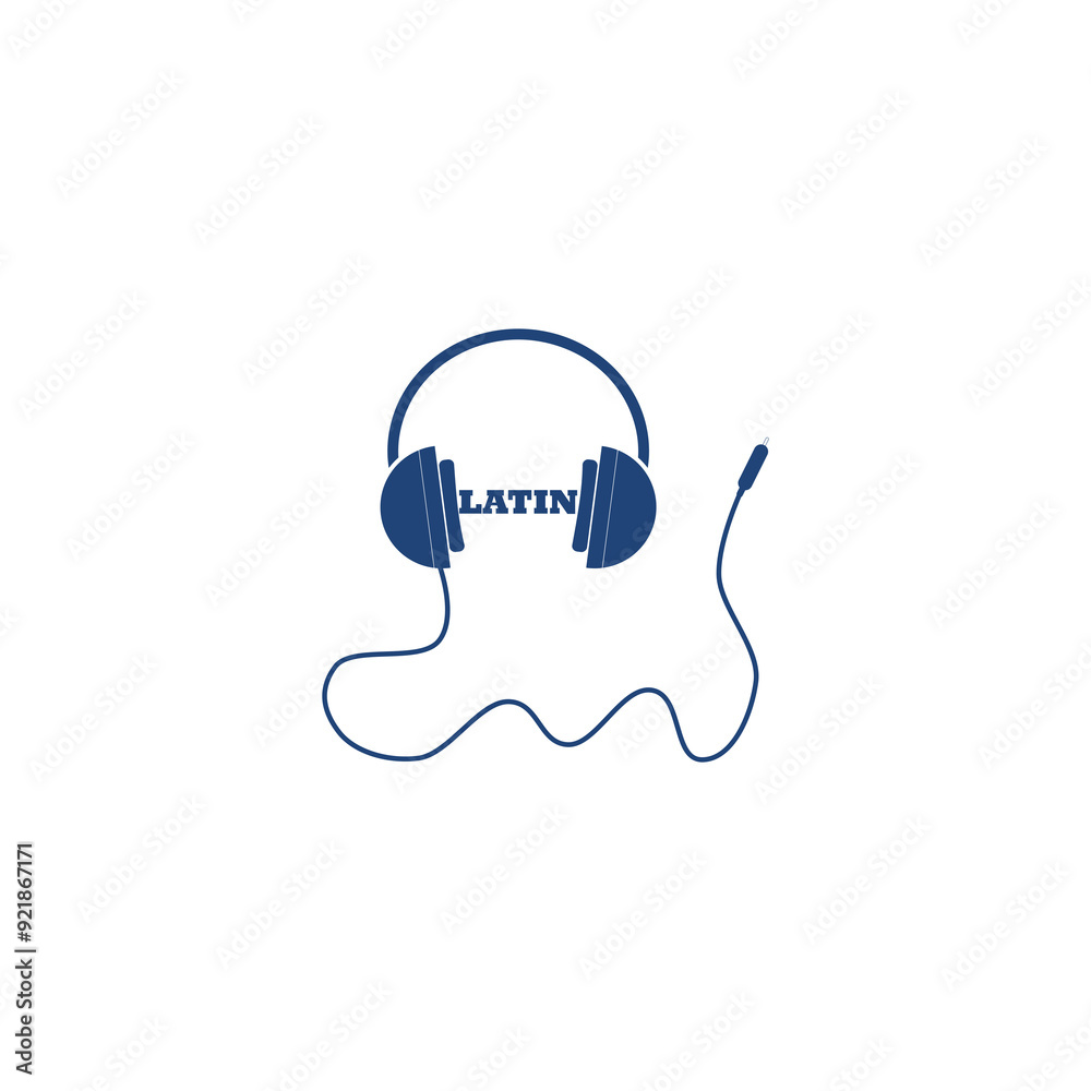 Headphones with cord and word Latin Headphones with cord and word Latin