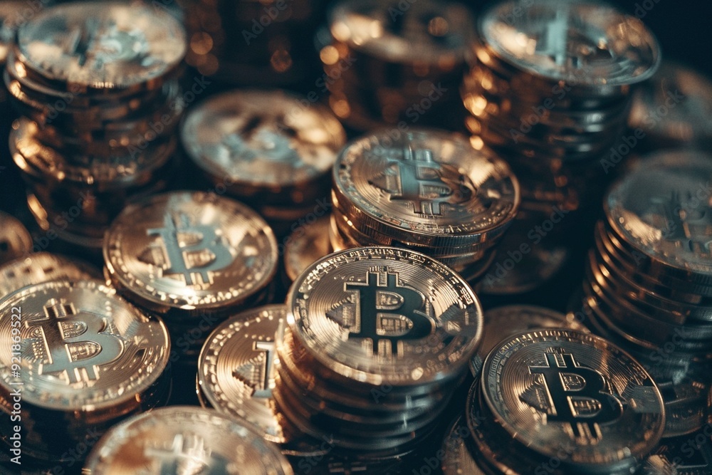 Nahtloser Hintergrund mit goldenen Bitcoin Münzen Nahtloser Hintergrund mit goldenen Bitcoin Münzen