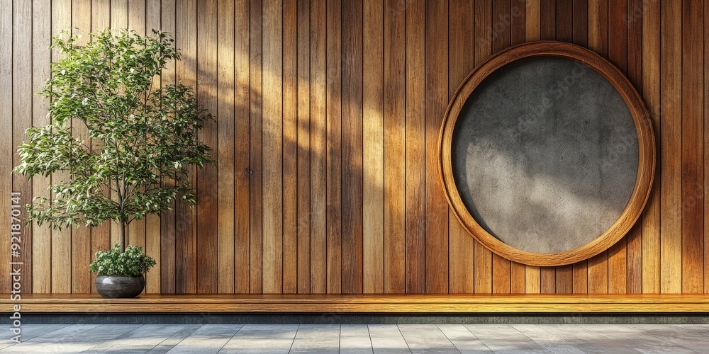 Stylish Wooden Wall Hosting Circular Signboard