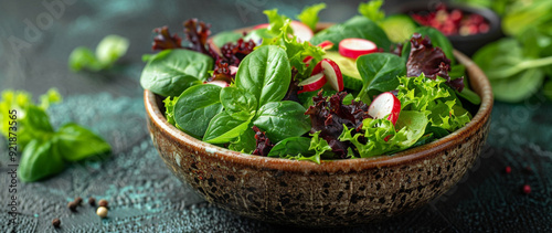 Frische Salatzutaten in der Schüssel