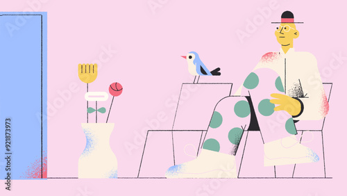 Waiting in the living room