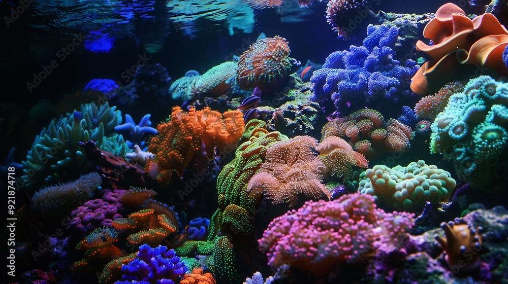 Naklejka premium Vibrant Coral Reef Ecosystem Under Water