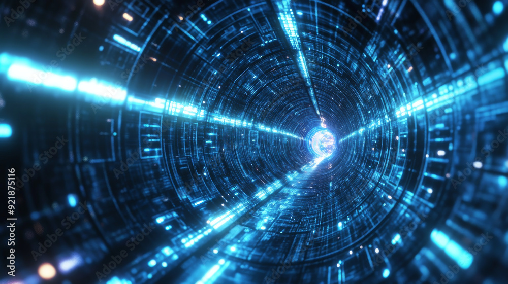 Tunnel VJ Ring Cyber Warp, rendered in blue 3D, loop animation. Tunnel VJ Ring Cyber Warp, rendered in blue 3D, loop animation.
