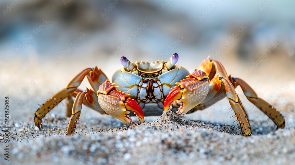 Close-Up of a Vibrant Crab on the Beach Close-Up of a Vibrant Crab on the Beach