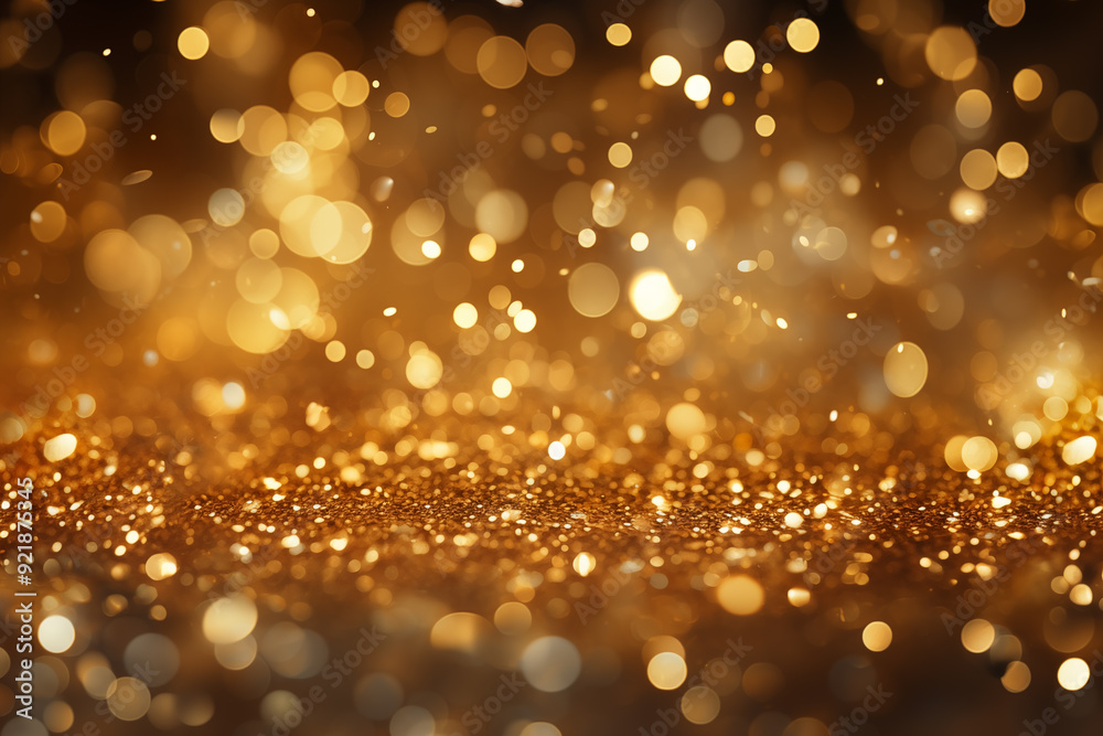 Golden light shine particles bokeh on black background. Holiday concept. Golden light shine particles bokeh on black background. Holiday concept.