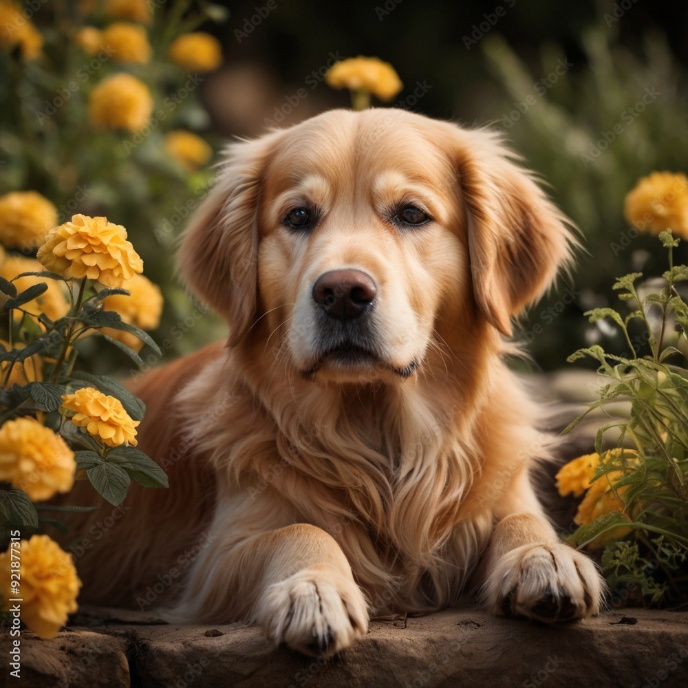 cute adorable golden retriever pet dogin my garden cute adorable golden retriever pet dogin my garden