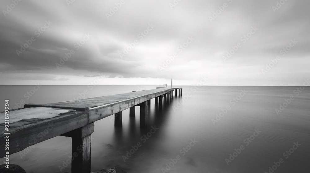 Naklejka premium Solitude on a Wooden Pier