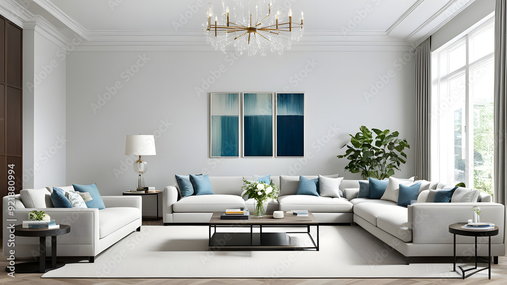 White Interior Design Modern Living Room, Clean Living Room 3d rendering, ai White Interior Design Modern Living Room, Clean Living Room 3d rendering, ai