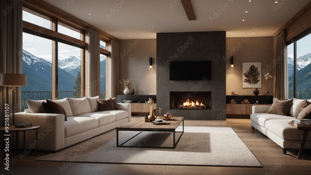 Living Room in a Luxury Alps Villa Living Room in a Luxury Alps Villa