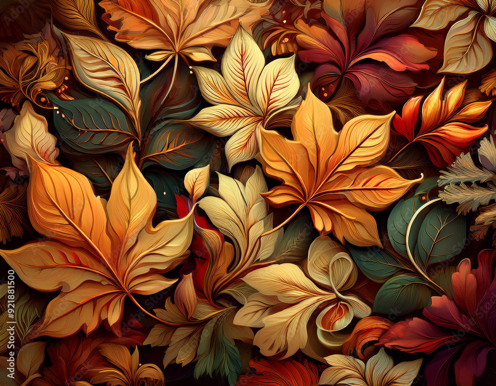 Abstract Pile of Autumn Leaves Colorful Varied Shapes in Visually Pleasing Pattern Abstract Pile of Autumn Leaves Colorful Varied Shapes in Visually Pleasing Pattern