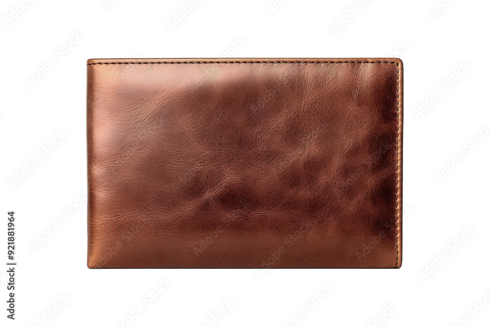 Elegant Brown Leather Wallet Displayed on a Rustic Wooden Surface With Natural Lighting on White or PNG Transparent Background. Elegant Brown Leather Wallet Displayed on a Rustic Wooden Surface With Natural Lighting on White or PNG Transparent Background.