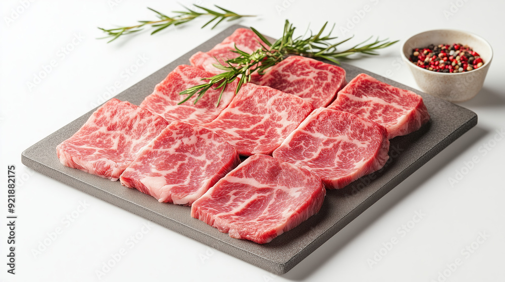 Sliced A5 Wagyu isolated on white background Sliced A5 Wagyu isolated on white background