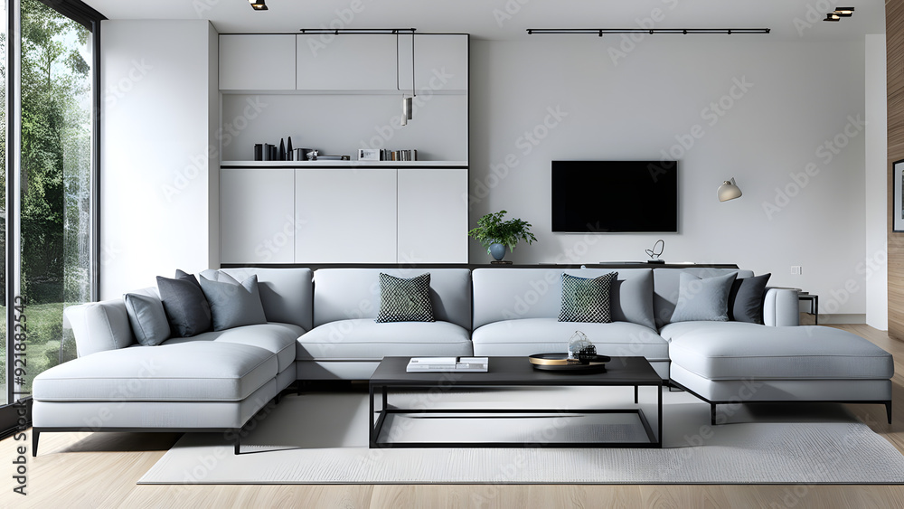 White Interior Design Modern Living Room, Clean Living Room 3d rendering, ai White Interior Design Modern Living Room, Clean Living Room 3d rendering, ai