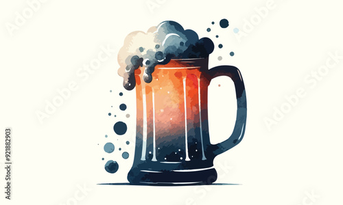 beer mug, free drink, watercolor mugs of beer, alcohol drinks, hand drawn, watercolor mugs of beer