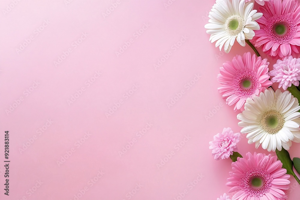 Elegant Pink and White Gerbera Daisies on Pastel Background Elegant Pink and White Gerbera Daisies on Pastel Background