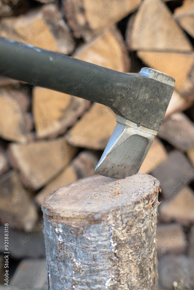 Preparing for winter and chopping firewood.
Preparing for winter and chopping firewood.