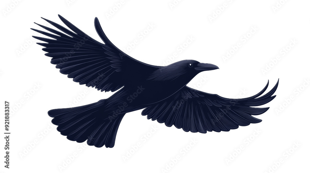 Fototapeta premium Raven in Flight, Black Bird