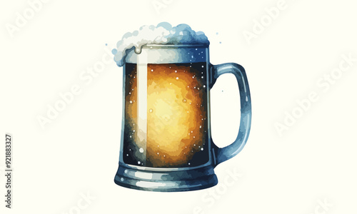 beer mug, free drink, watercolor mugs of beer, alcohol drinks, hand drawn, watercolor mugs of beer