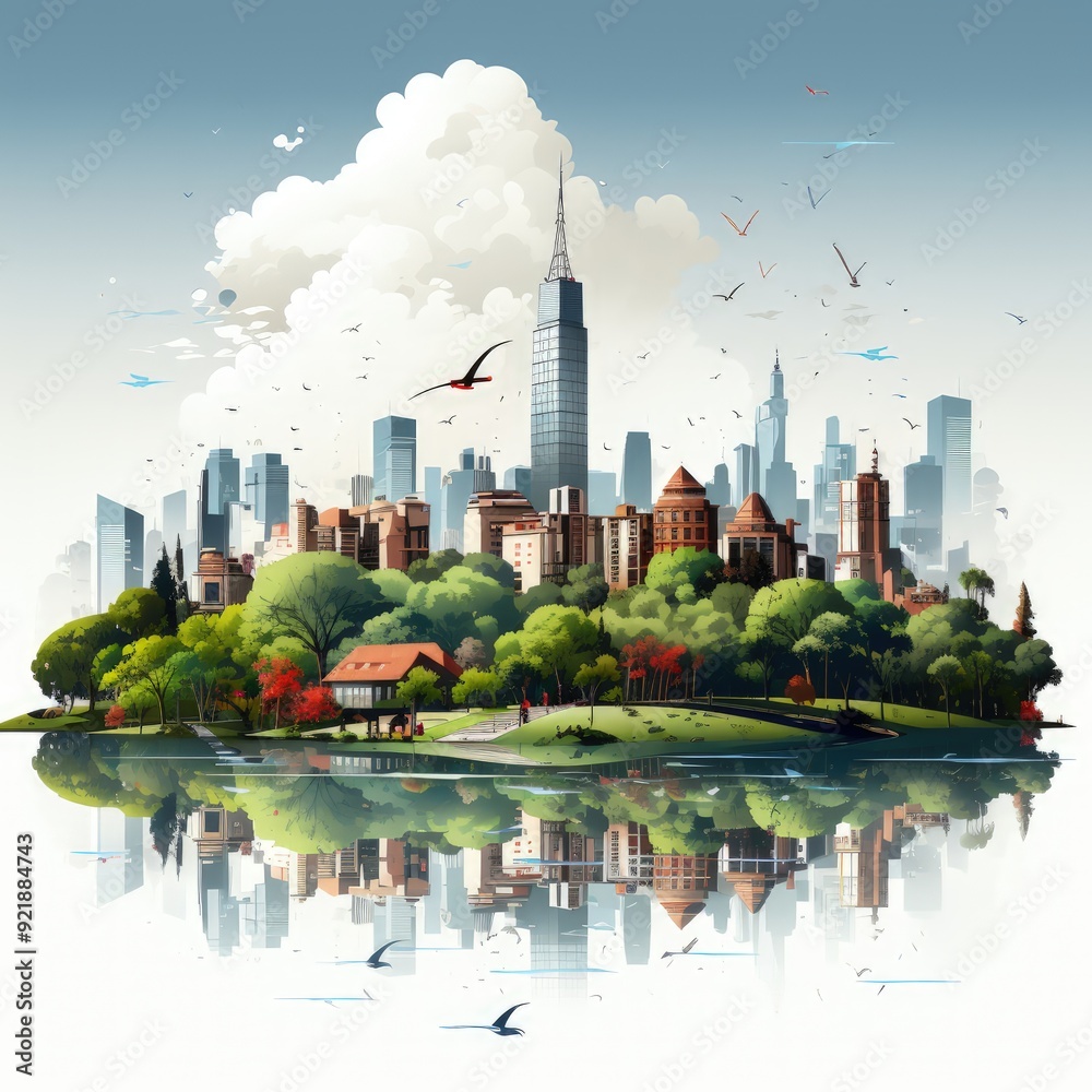 Obraz premium Minimalistic Illustration of Nairobi's Iconic Urban Skyline