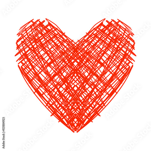 Hand drawn red heart of doodle1