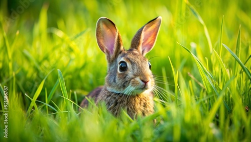 Rabbit camouflaged in lush green grass, rabbit, grass, camouflage, animal, wildlife, nature, fluffy, cute, hiding, greenery