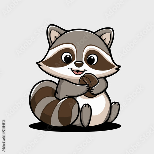 cute raccoon carrying coffee beans