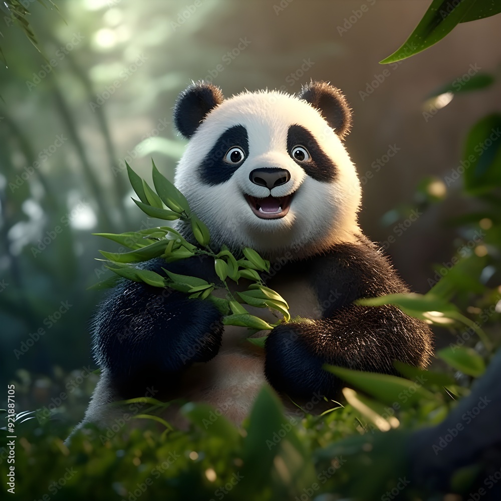 A PANDA IN THE FOREST CARTOON A PANDA IN THE FOREST CARTOON