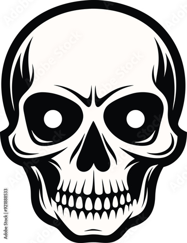Skull in retro vintage style Vector illustration