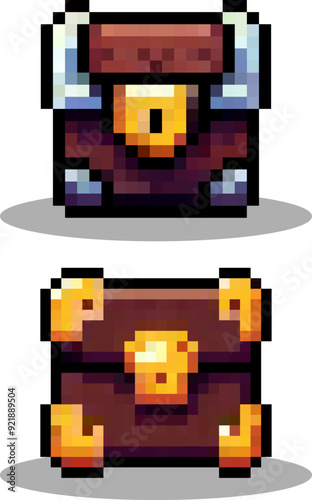 treasure chest game item pixel art vector