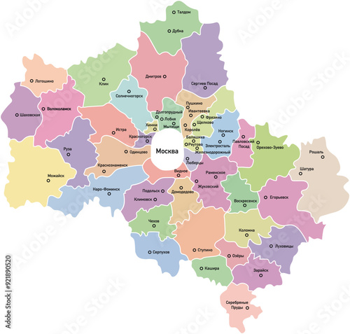 map of the Moscow region, map city around Moscow