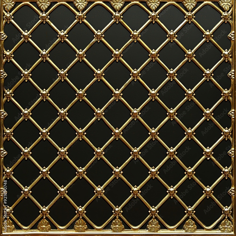 Ornate Gold Latticework on Black Background Ornate Gold Latticework on Black Background