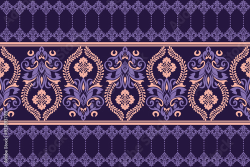 Purple damask vector seamless pattern. Great for fabric and textile, wallpaper, packaging or any desired idea