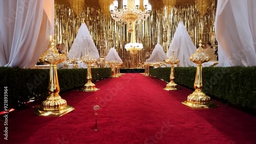 Red carpet for luxury event, cinema or gala, motion video zoom in